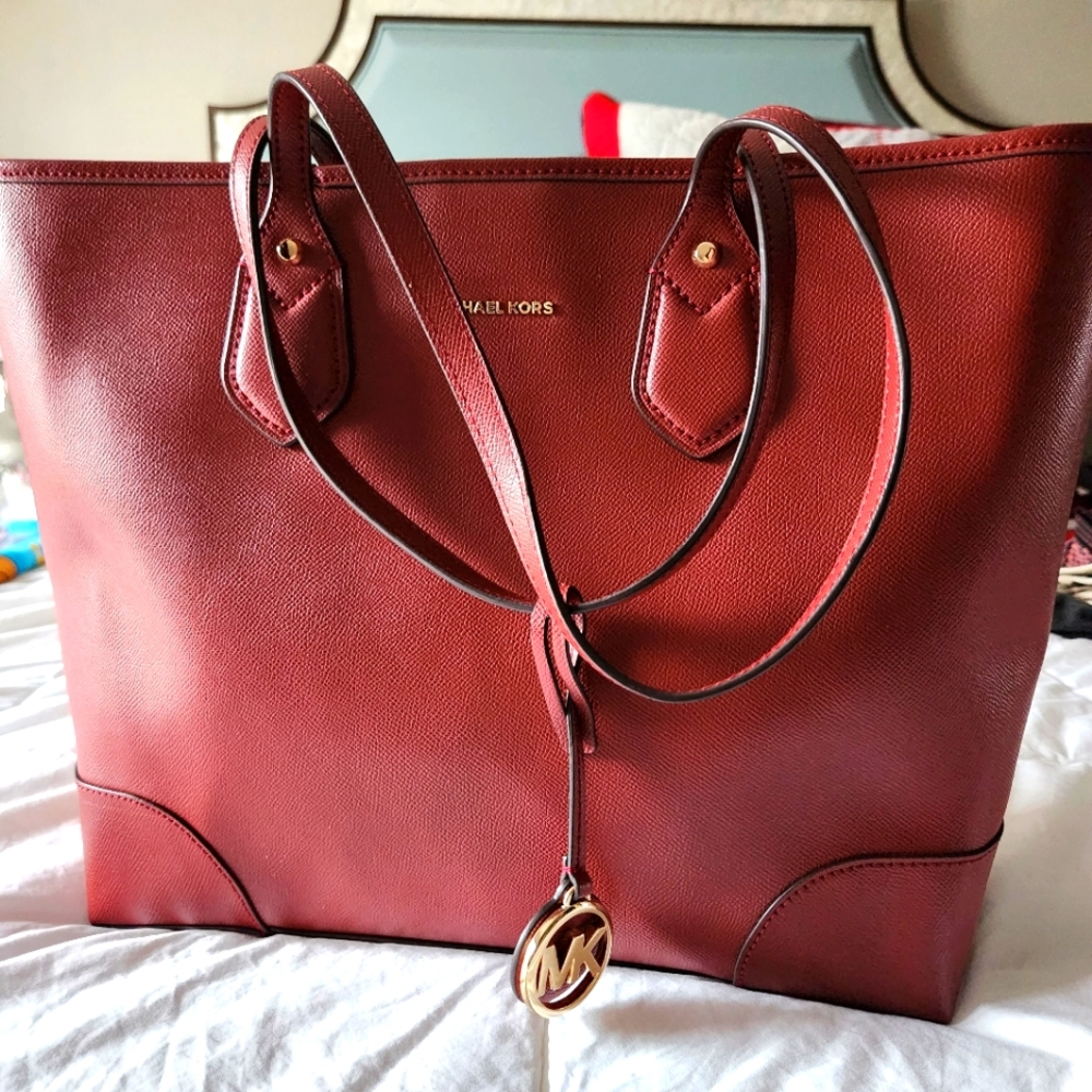 Michael Kors Saylor large tote leather Brandy maroon